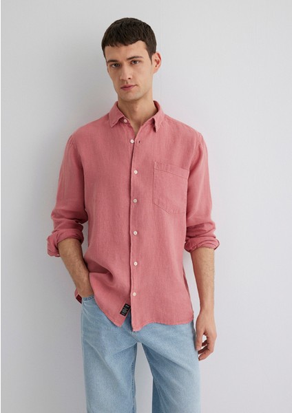 Pembe Keten Gömlek 0211472-71104