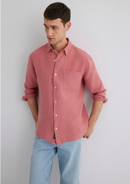 Pembe Keten Gömlek 0211472-71104