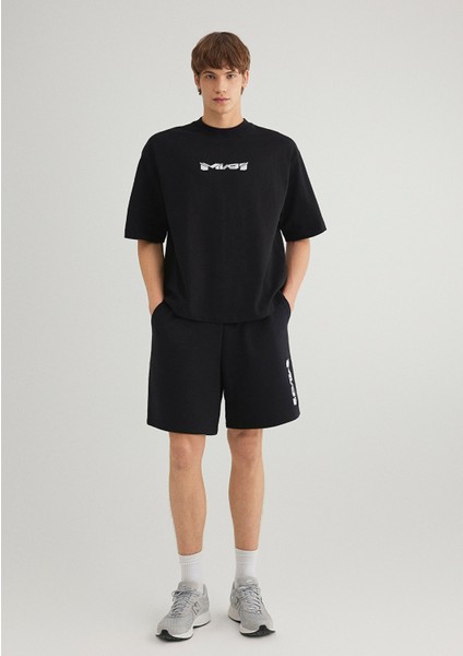 MV91 Nakış Detaylı Siyah Tişört 0612576-900