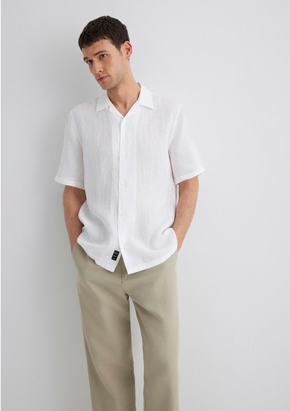 Beyaz Keten Gömlek 0211474-620