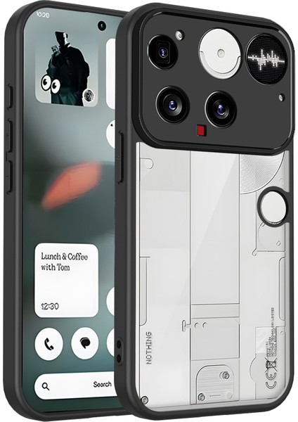 Nothing Phone 3,için Eabhulie Kılıf, Kamera Lens Korumalı Hibrit 2'si 1 Arada Şeffaf Kılıf-Siyah (Yurt Dışından)
