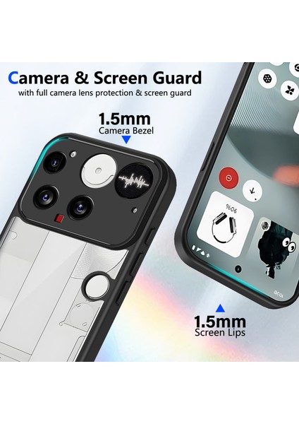 Nothing Phone 3,için Eabhulie Kılıf, Kamera Lens Korumalı Hibrit 2'si 1 Arada Şeffaf Kılıf-Siyah (Yurt Dışından) modelleri
