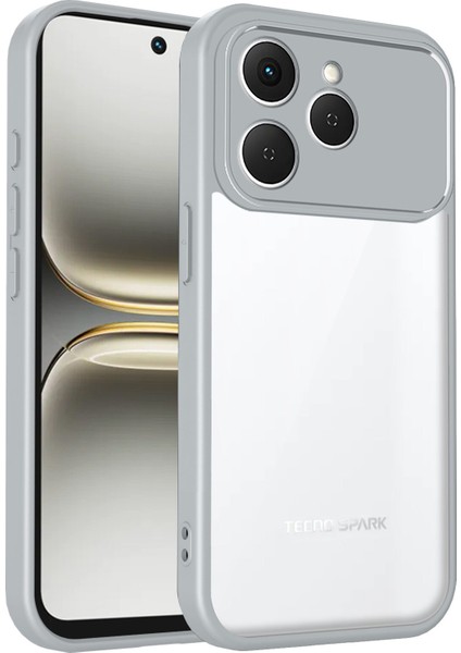 Tecno Spark 40,için Eabhulie Kılıf, Kamera Lens Korumalı Hibrit 2'si 1 Arada Şeffaf Kılıf-Gri (Yurt Dışından)