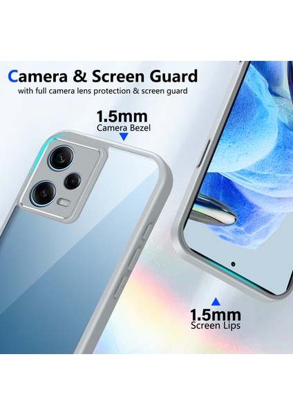 Xiaomi Redmi Note 12 5g,için Eabhulie Kılıf, Kamera Lens Korumalı Hibrit 2'si 1 Arada Şeffaf Kılıf-Gri (Yurt Dışından) modelleri