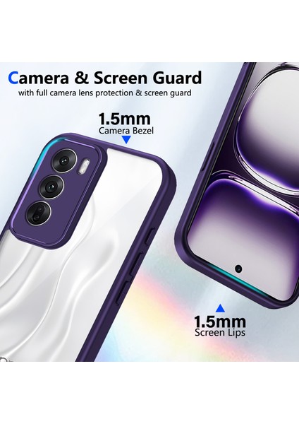 Oppo RENO12 Pro,için Eabhulie Kılıf, Kamera Lens Korumalı Hibrit 2'si 1 Arada Şeffaf Kılıf-Mor (Yurt Dışından) modelleri