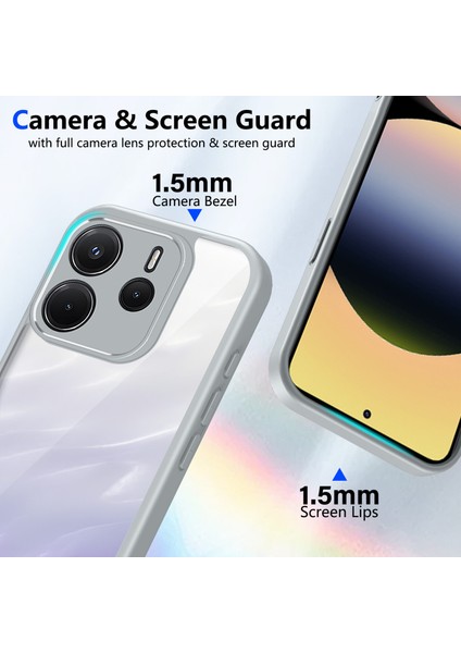 Xiaomi Redmi Note 14 4g,için Eabhulie Kılıf, Kamera Lens Korumalı Hibrit 2'si 1 Arada Şeffaf Kılıf-Gri (Yurt Dışından) modelleri