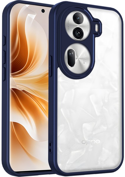 Oppo RENO11 Pro,için Eabhulie Kılıf, Kamera Lens Korumalı Hibrit 2'si 1 Arada Şeffaf Kılıf-Blue (Yurt Dışından)