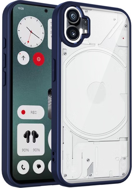 Nothing Phone 1,için Eabhulie Kılıf, Kamera Lens Korumalı Hibrit 2'si 1 Arada Şeffaf Kılıf-Blue (Yurt Dışından)