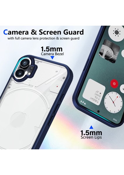 Nothing Phone 1,için Eabhulie Kılıf, Kamera Lens Korumalı Hibrit 2'si 1 Arada Şeffaf Kılıf-Blue (Yurt Dışından) modelleri