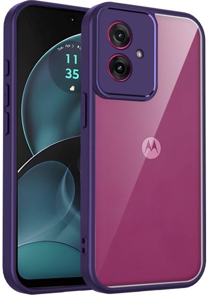 Motorola Moto G14,IÇIN Eabhulie Kılıf, Kamera Lens Korumalı Hibrit 2'si 1 Arada Şeffaf Kılıf-Mor (Yurt Dışından)