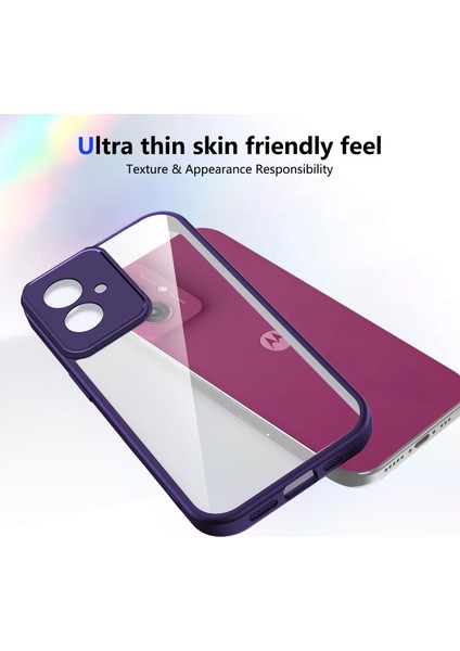 Motorola Moto G14,IÇIN Eabhulie Kılıf, Kamera Lens Korumalı Hibrit 2'si 1 Arada Şeffaf Kılıf-Mor (Yurt Dışından) modelleri