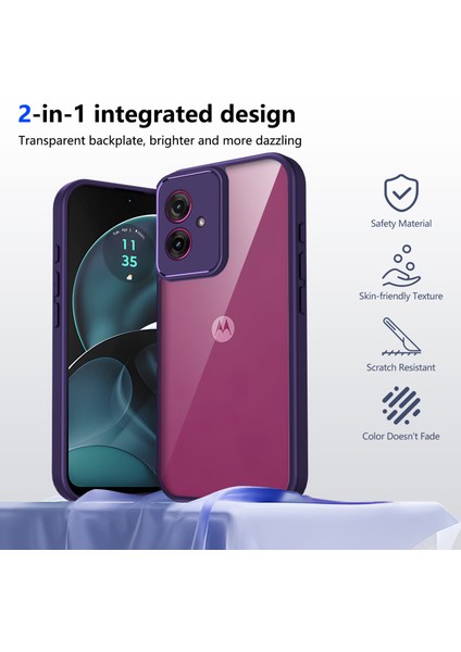 Motorola Moto G14,IÇIN Eabhulie Kılıf, Kamera Lens Korumalı Hibrit 2'si 1 Arada Şeffaf Kılıf-Mor (Yurt Dışından) indirimleri
