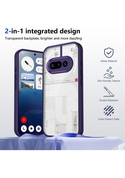 Nothing Phone 3A,IÇIN Eabhulie Kılıf, Kamera Lens Korumalı Hibrit 2'si 1 Arada Şeffaf Kılıf-Mor (Yurt Dışından) indirimleri