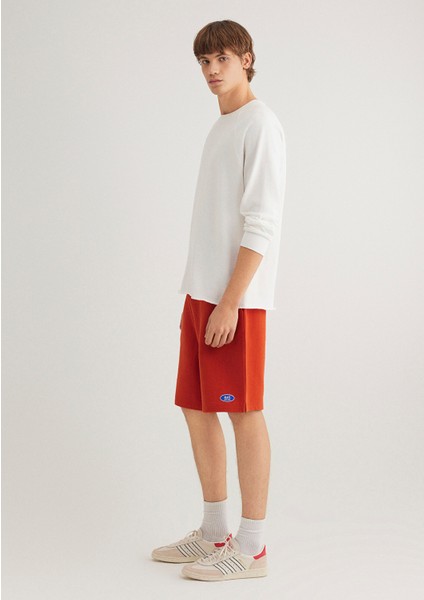 Mavi Logo Baskılı Turuncu Şort 0410240-70435