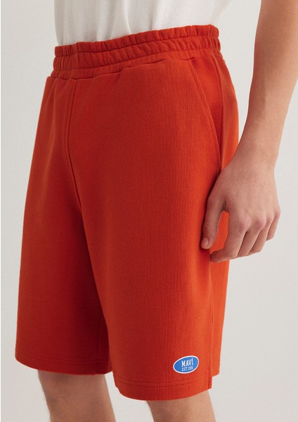 Mavi Logo Baskılı Turuncu Şort 0410240-70435