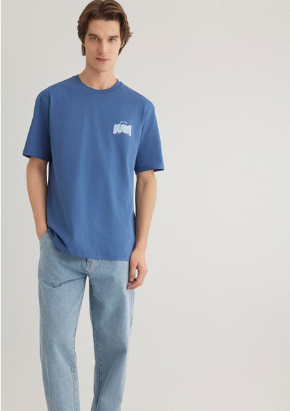 Denim Generation Baskılı Mavi Tişört 0612480-70719