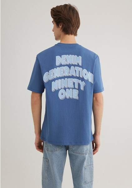 Denim Generation Baskılı Mavi Tişört 0612480-70719