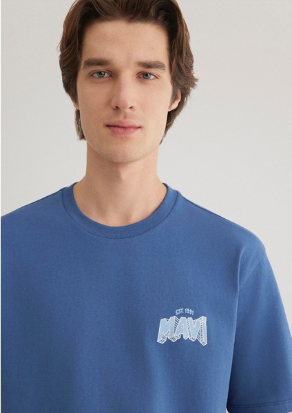 Denim Generation Baskılı Mavi Tişört 0612480-70719