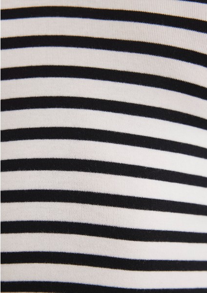Uzun Kollu Çizgili Crop Basic Tişört 1613041-85586