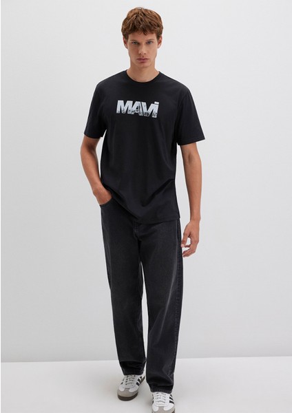 Mavi Logo Baskılı Siyah Tişört 0610948-900