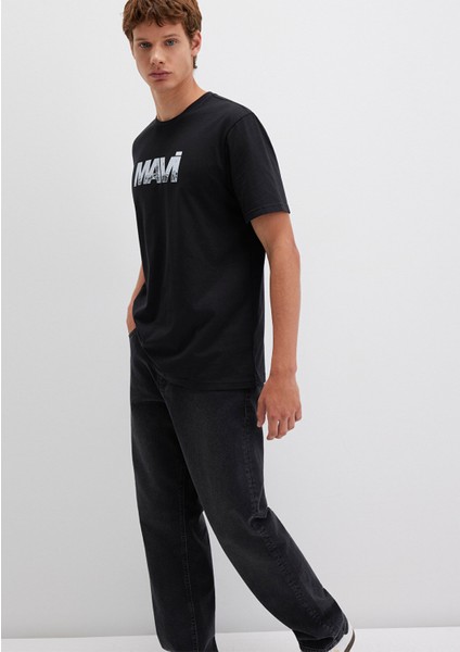 Mavi Logo Baskılı Siyah Tişört 0610948-900