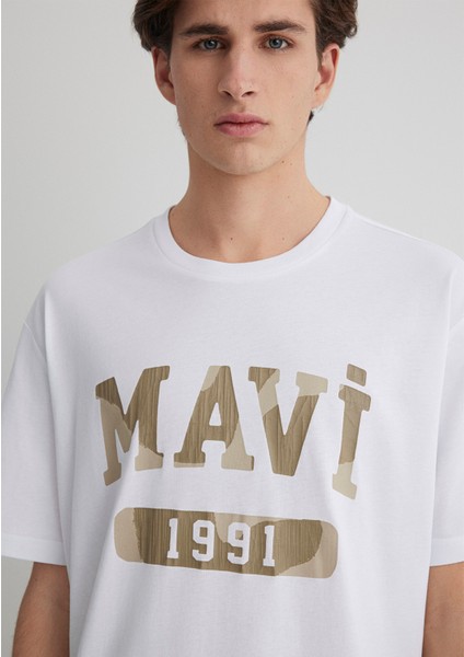 1991 Baskılı Beyaz Tişört 0612573-620