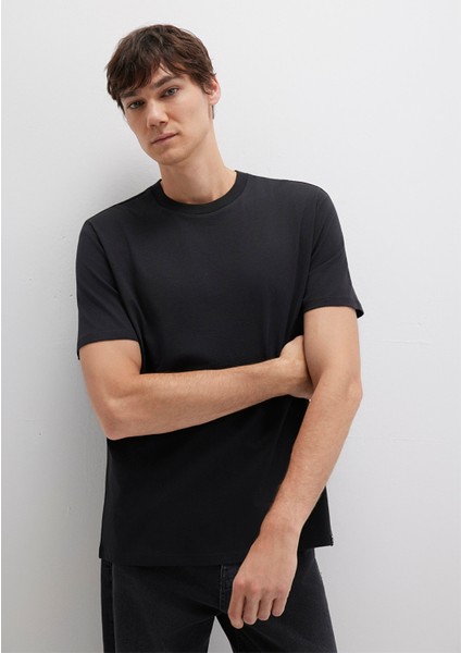 Etiket Detaylı Siyah Basic Tişört 0611824-900