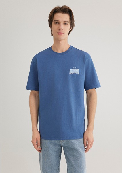Denim Generation Baskılı Mavi Tişört 0612480-70719