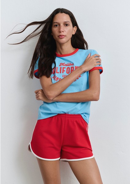 Biye Detaylı Kırmızı Şort 1410185-70467