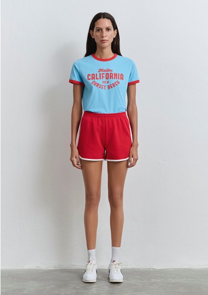 Biye Detaylı Kırmızı Şort 1410185-70467