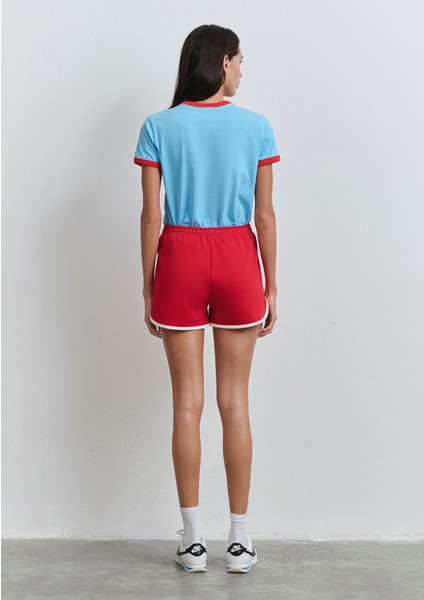 Biye Detaylı Kırmızı Şort 1410185-70467