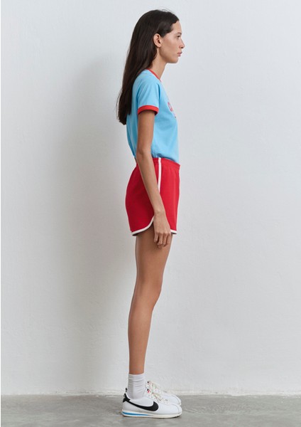 Biye Detaylı Kırmızı Şort 1410185-70467