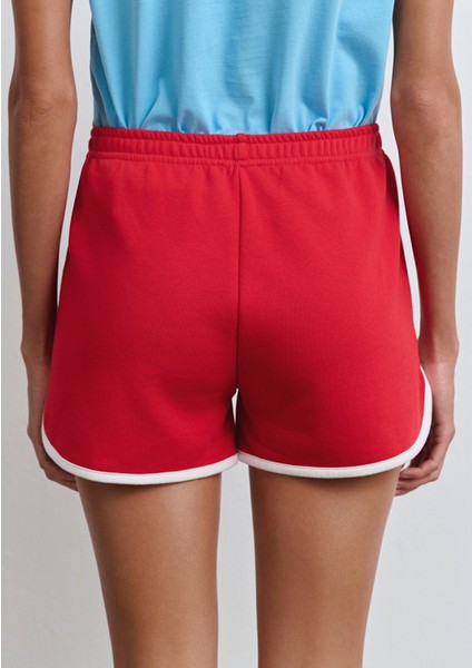 Biye Detaylı Kırmızı Şort 1410185-70467