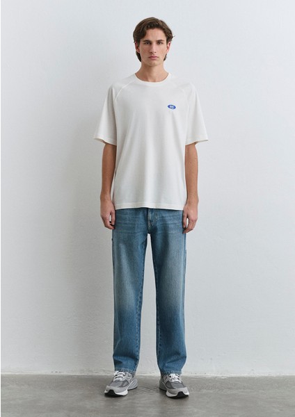 Mavi Logo Baskılı Ekru Tişört 0612550-70057