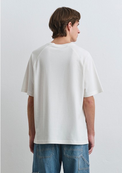 Mavi Logo Baskılı Ekru Tişört 0612550-70057