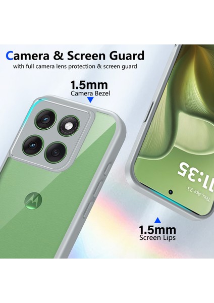 Motorola Edge 60 Pro,için Eabhulie Kılıf, Kamera Lens Korumalı Hibrit 2'si 1 Arada Şeffaf Kılıf-Gri (Yurt Dışından) modelleri