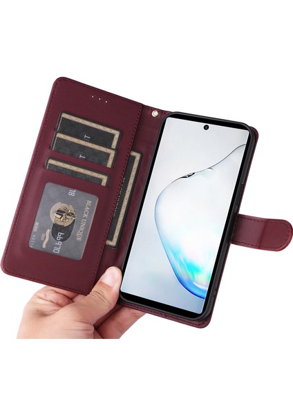 Samsung Galaxy Note 10 Plus Için El Kayışı ve Kart Yuvalı Premium Deri Cüzdan Kılıf-Kırmızı (Yurt Dışından) indirimleri