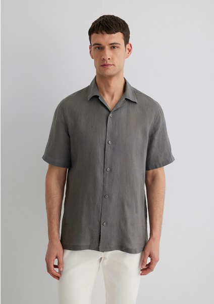 Antrasit Keten Gömlek 0211474-70096