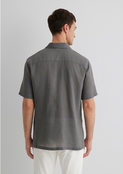 Antrasit Keten Gömlek 0211474-70096