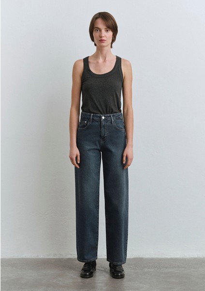 Leila Mavi Premium Gölgeli Koyu Mavi Jean Pantolon 1010600-89936