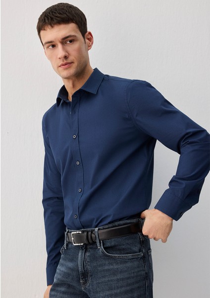 Kolay Ütülenebilir Lacivert Gömlek 0211571-70490