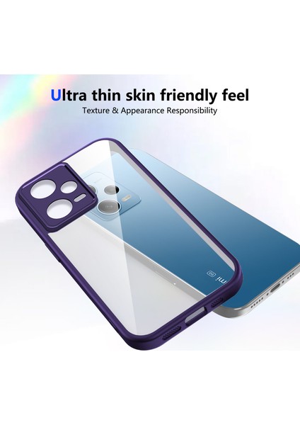 Xiaomi Redmi Note 12 5g,için Eabhulie Kılıf, Kamera Lens Korumalı Hibrit 2'si 1 Arada Şeffaf Kılıf-Mor (Yurt Dışından) modelleri