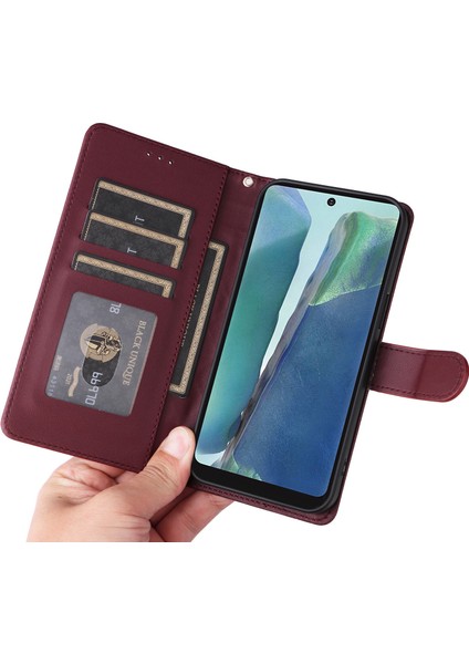 Samsung Galaxy Note 20 4g/5g Için El Kayışı ve Kart Yuvalı Premium Deri Cüzdan Kılıf-Kırmızı (Yurt Dışından) indirimleri