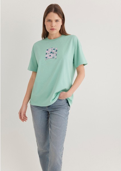 Rick And Morty Baskılı Yeşil Tişört 1613256-71732