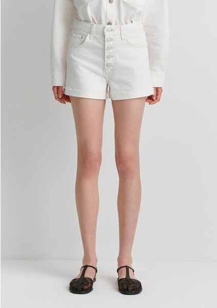 Fiora 90LAR Kırık Beyaz Jean Şort 1411222-89782