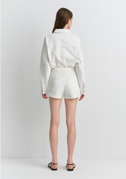 Fiora 90LAR Kırık Beyaz Jean Şort 1411222-89782