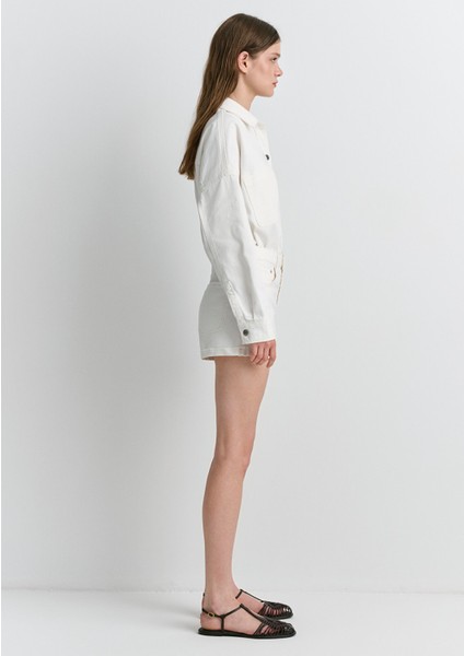 Fiora 90LAR Kırık Beyaz Jean Şort 1411222-89782