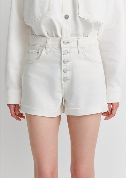 Fiora 90LAR Kırık Beyaz Jean Şort 1411222-89782
