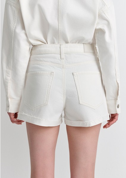 Fiora 90LAR Kırık Beyaz Jean Şort 1411222-89782