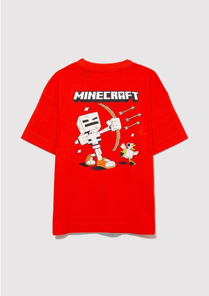 Minecraft Baskılı Kırmızı Tişört 6610343-88523